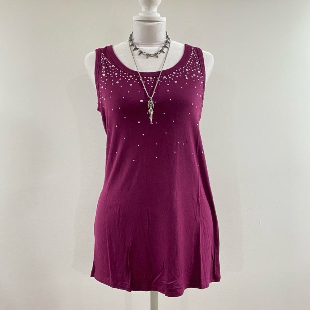 5/$25 Sleeveless Burgundy Top with Embellishments